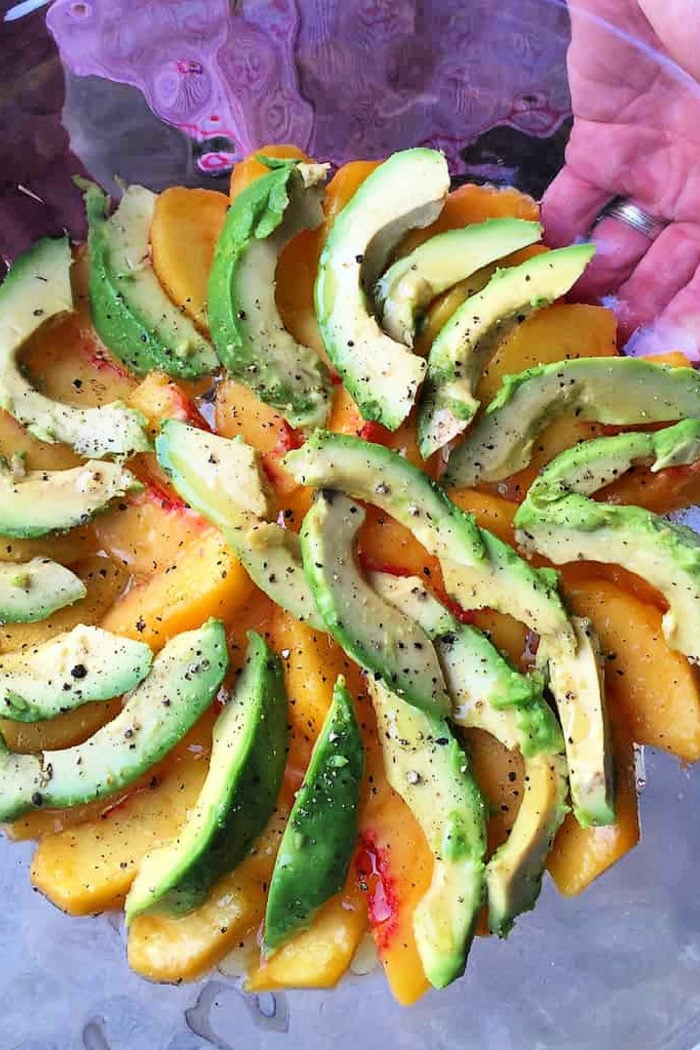 a fresh peach and avocado salad
