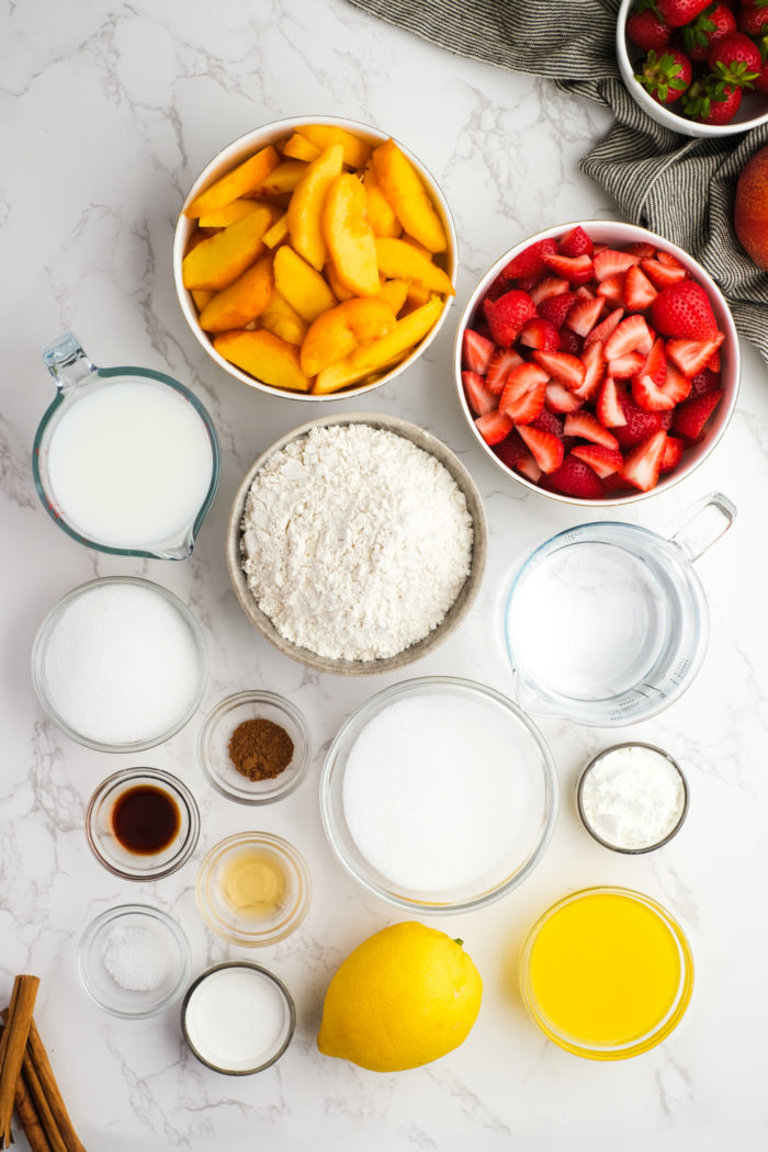 ingredients to make Strawberry-Peach Cobbler