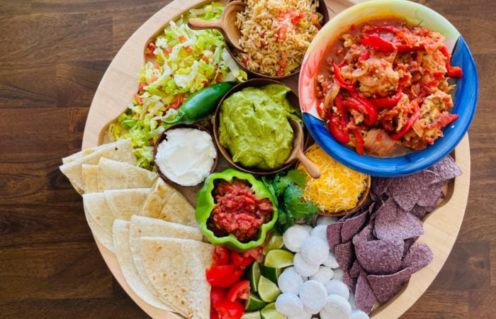 an Epic Fajita Grazing Board with all the toppings