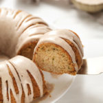 serving a piece of Zucchini Bundt Cake