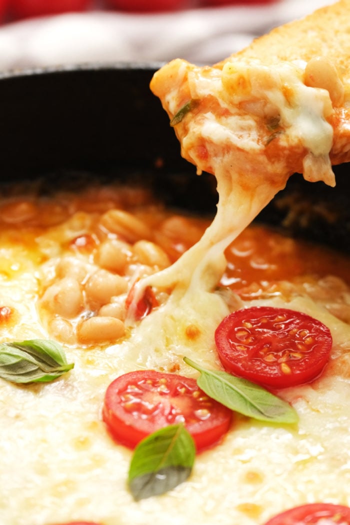 White Bean Tomato Bake with toast