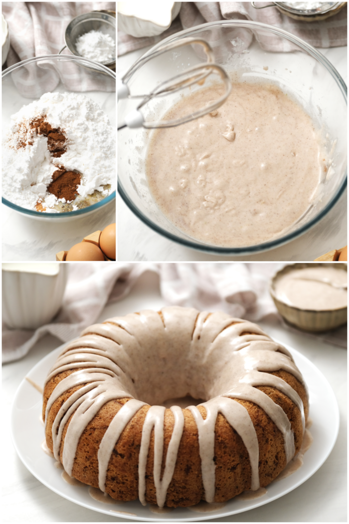 making the glaze for a cake