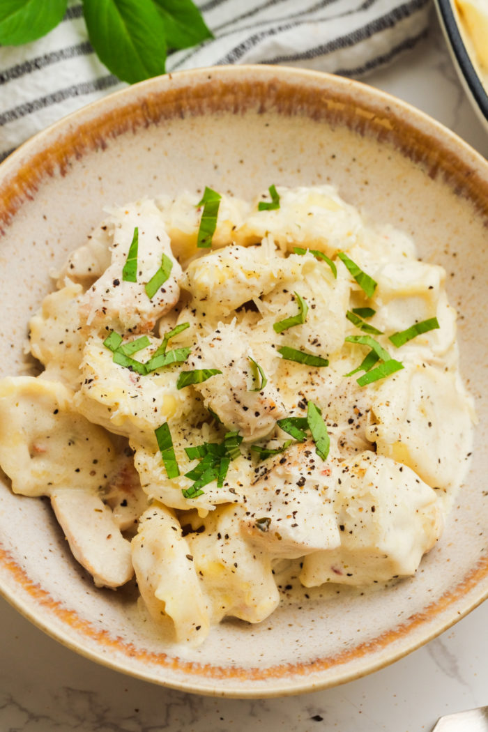 a serving of fresh tortellini pasta