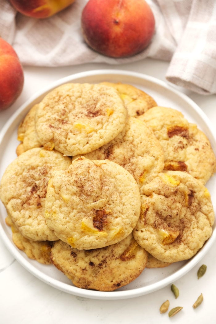 plate of snickerdoodle peach cookies