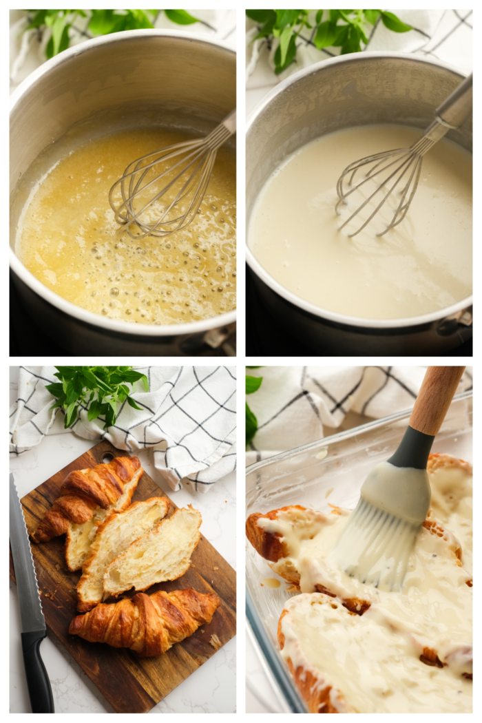 making white sauce for Croque Monsieur Breakfast Casserole