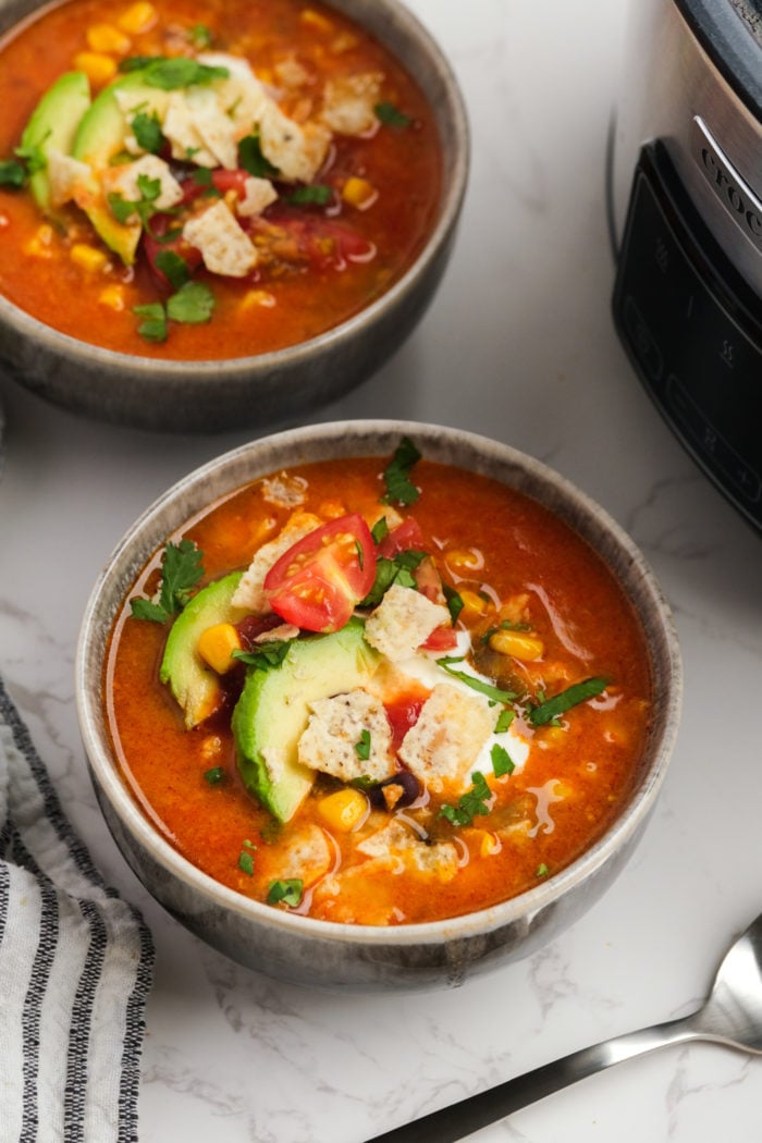 2 bowls of Crock Pot Chicken Corn Soup