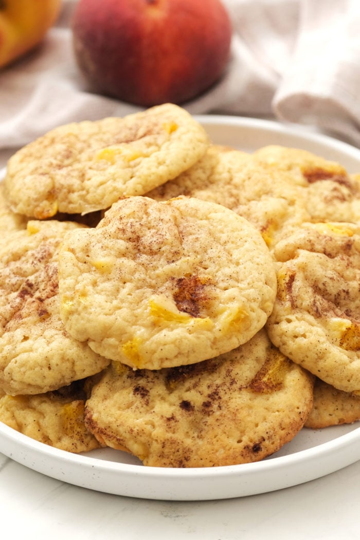 cinnamon on cookies with peaches