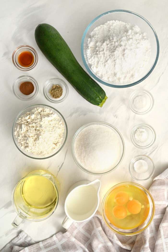 ingredients to make a Zucchini Bundt Cake