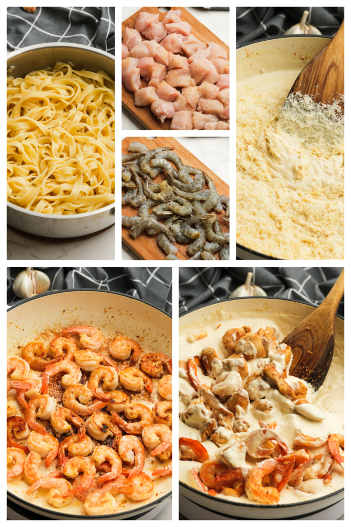 how to make Alfredo Pasta with Chicken and Shrimp