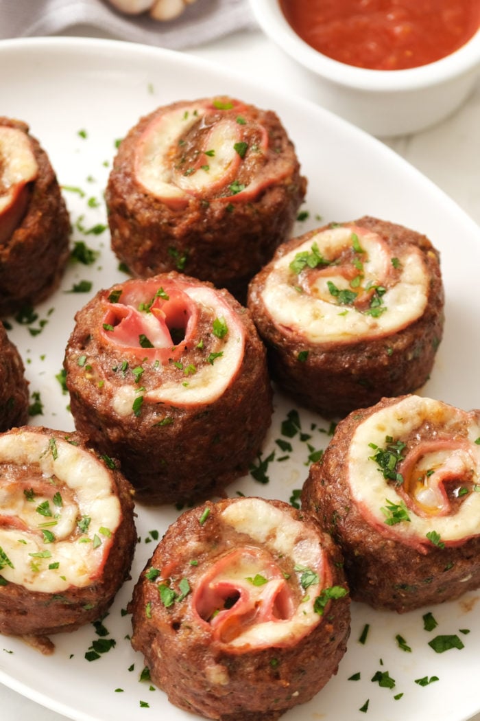 Beef Pinwheels on a serving plate