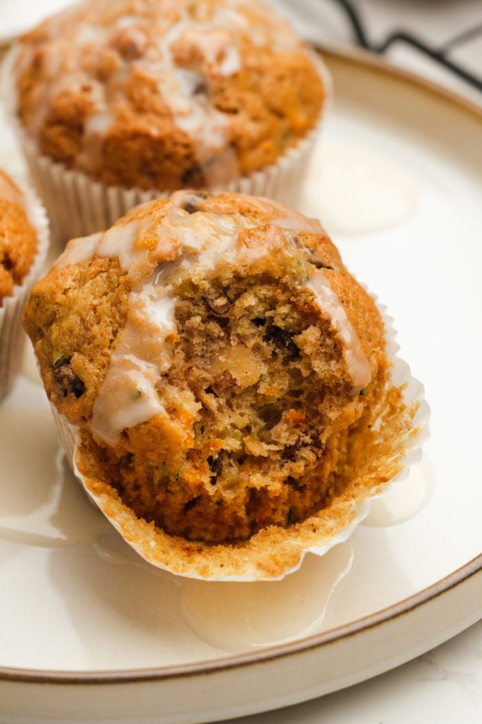 a bite of muffin with glaze