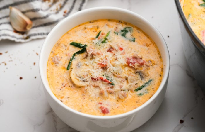 bowl of creamy sausage soup