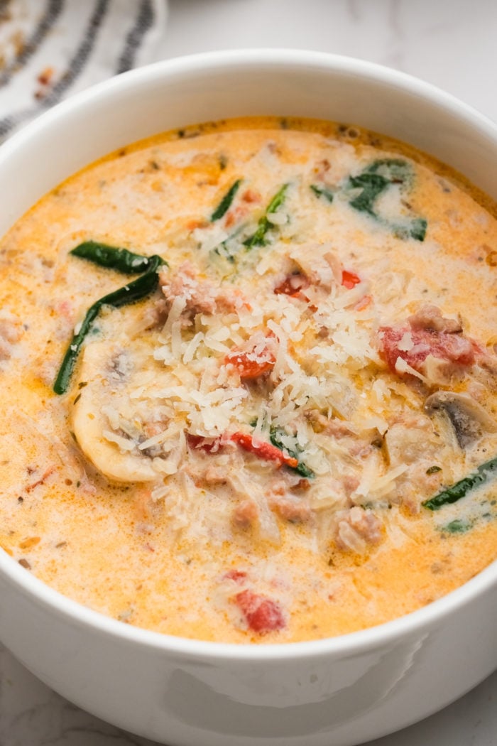 bowl of Creamy Parmesan Italian Sausage Soup