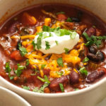 chili beans, cheese and sour cream