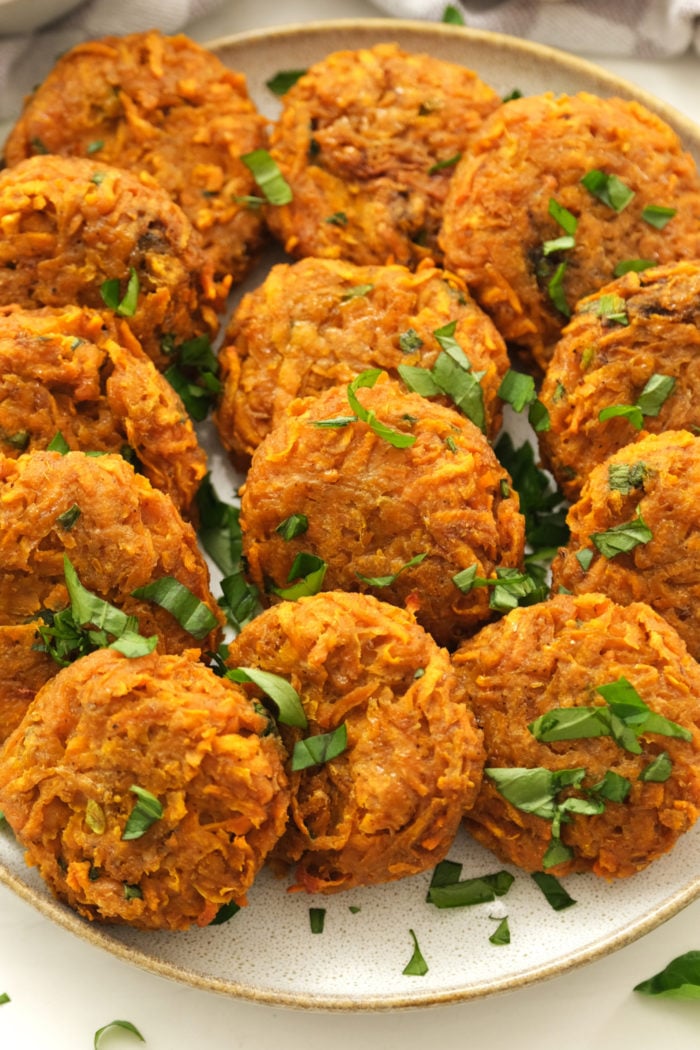 plate of baked potato fritters