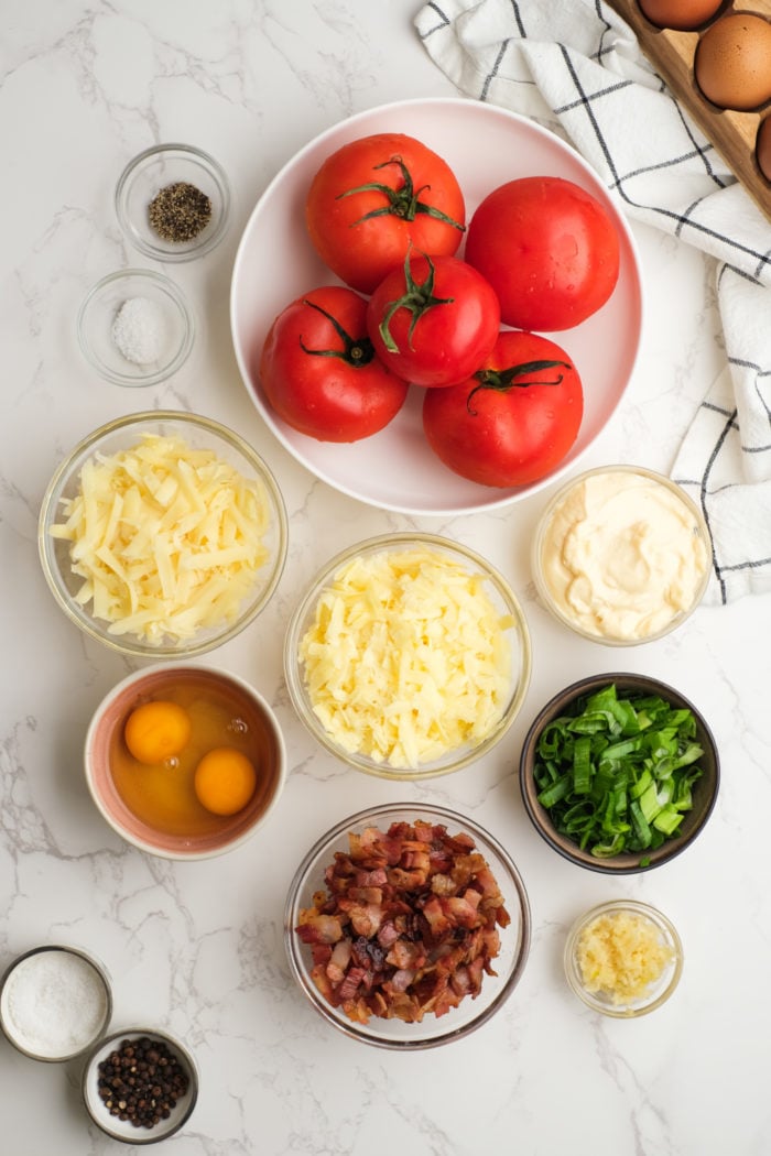 ingredients to make Crustless Tomato Pie