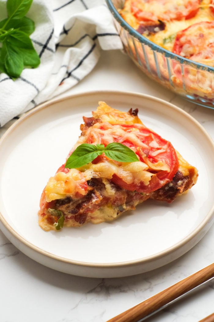 piece of gluten free pie with tomatoes