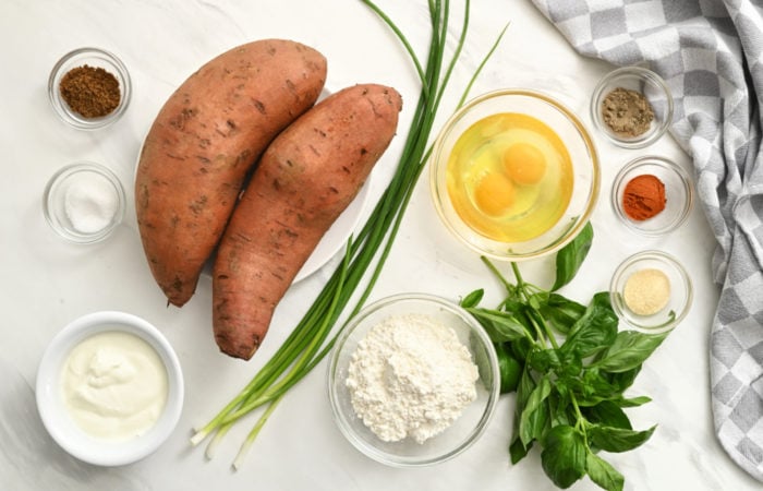 ingredients to make Sweet Potatoes Fritters