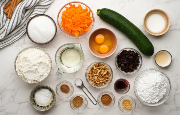 ingredients to make Carrot Zucchini Muffins