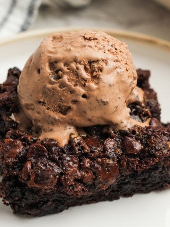 Chocolate Dump Cake with chocolate ice cream