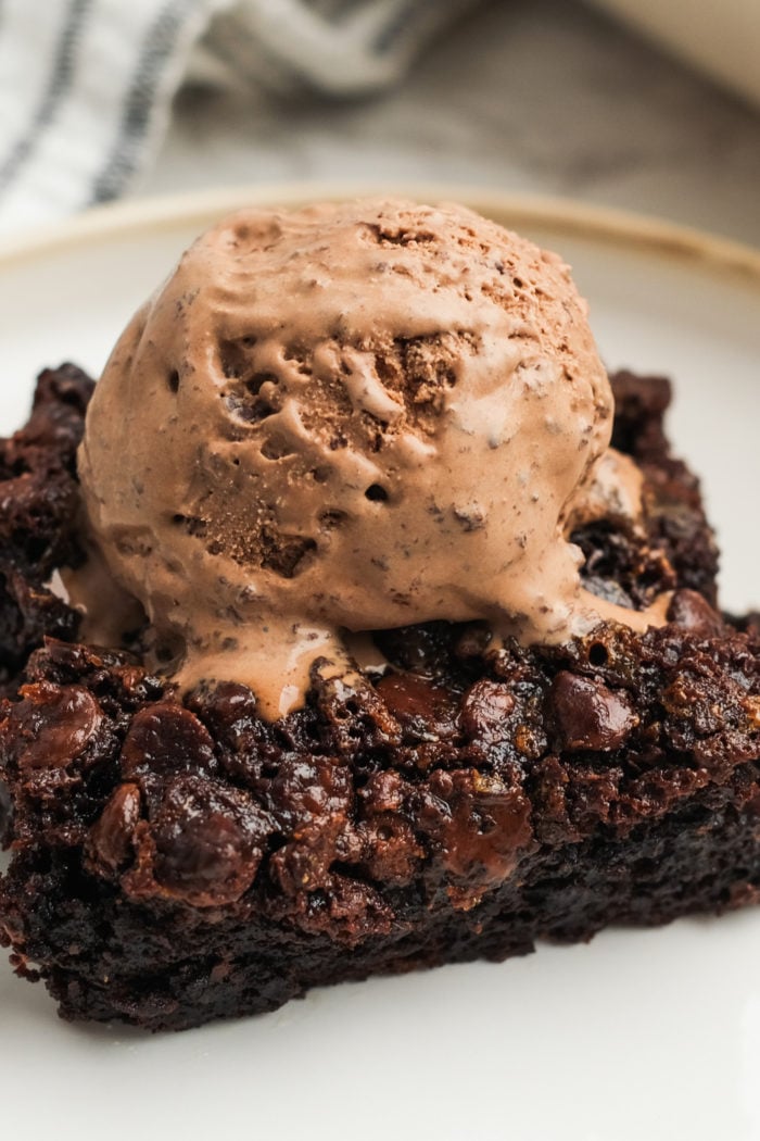 Chocolate Dump Cake with chocolate ice cream