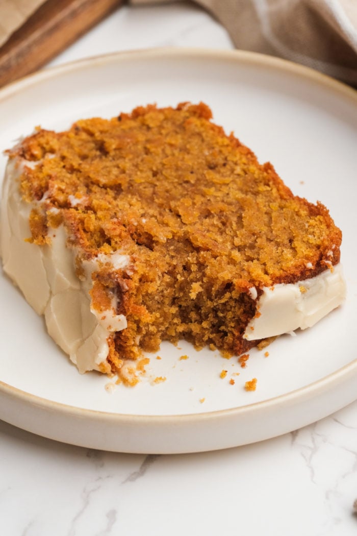 bite of pumpkin bread