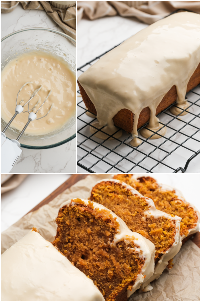 frosting a loaf of quick bread