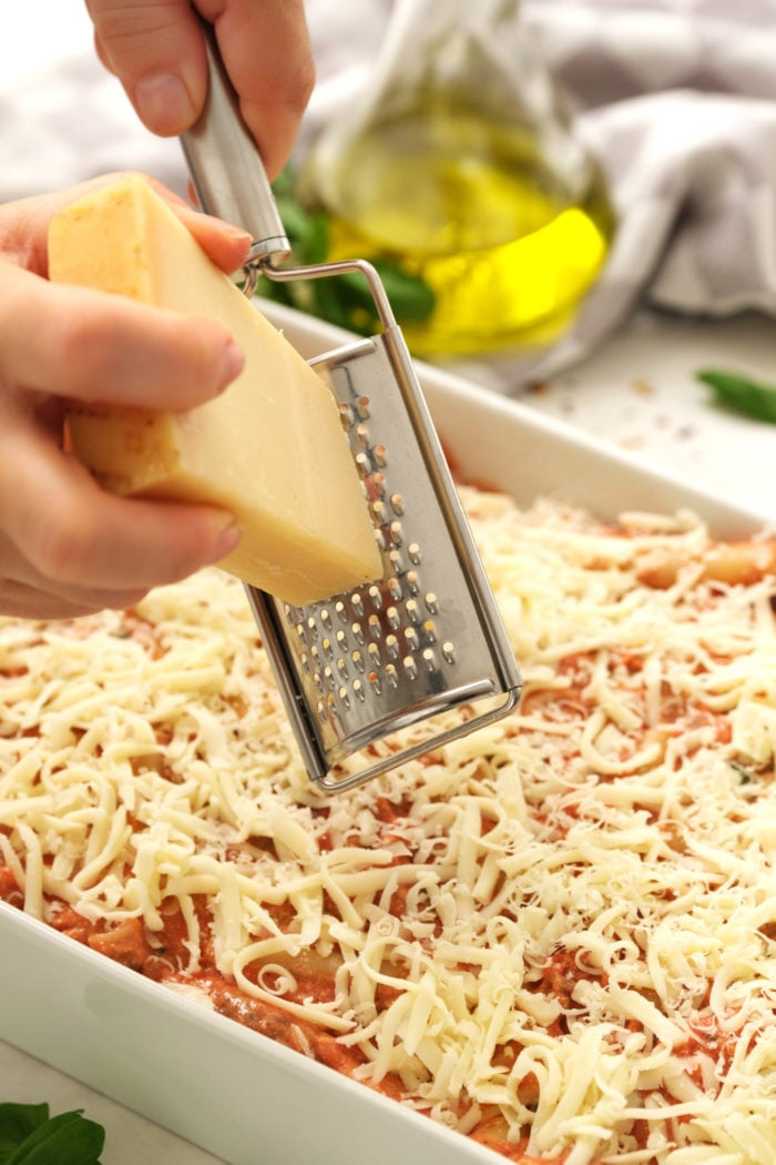 grating parmesan cheese