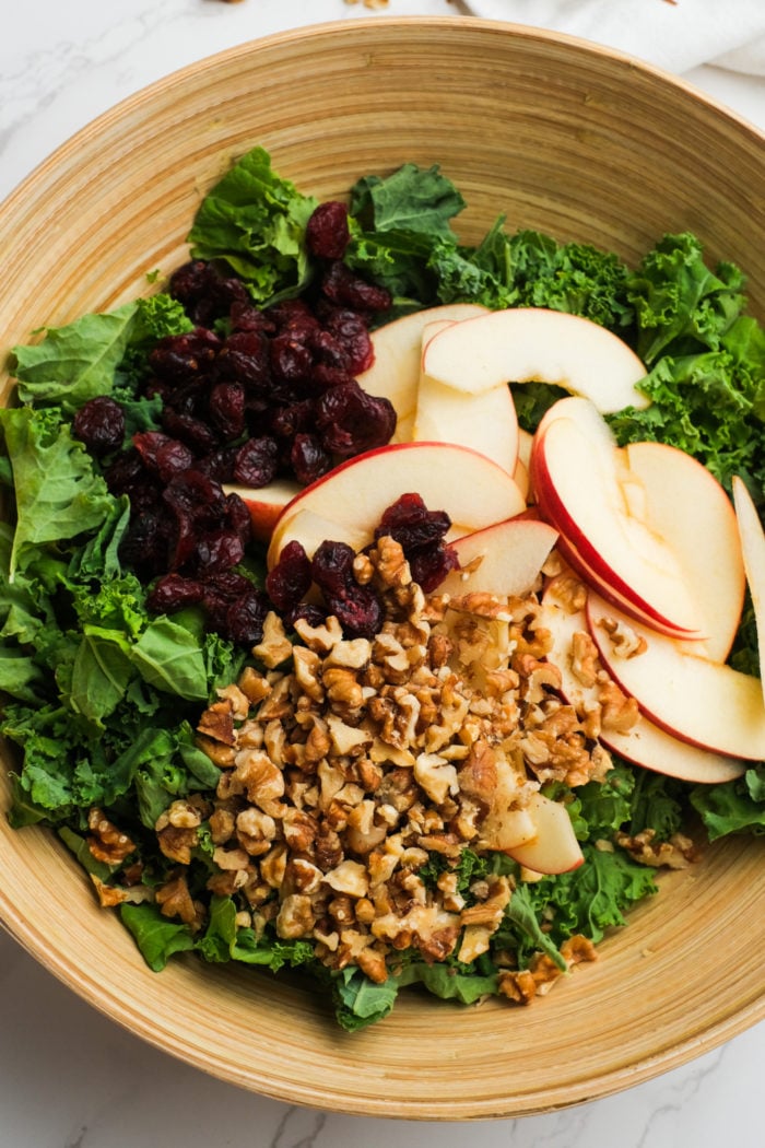 deconstructed Kale Salad with Apples and walnuts