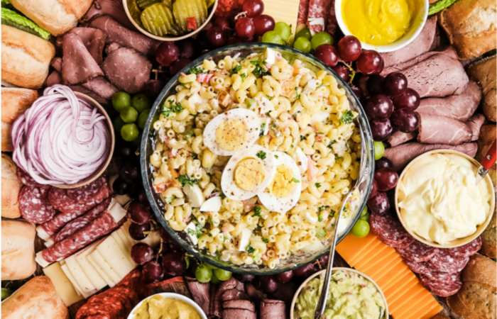mac sald with hard cooked eggs