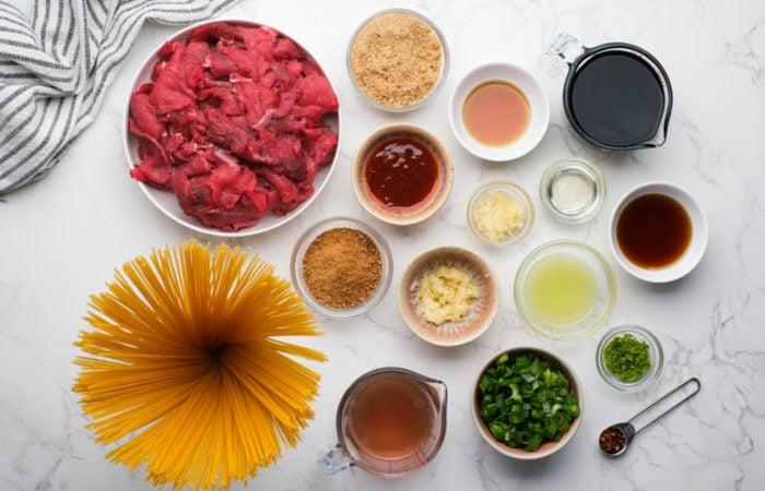 ingredients to make Mongolian Beef Noodles