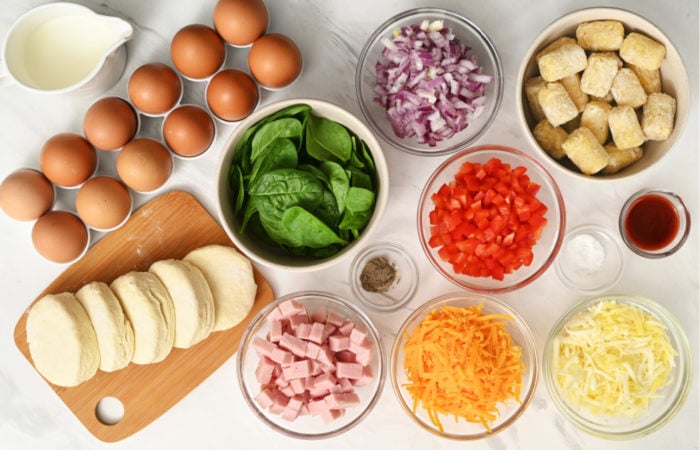 ingredients to make a Biscuit Breakfast Bake