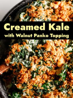 Creamed Kale with walnut panko topping