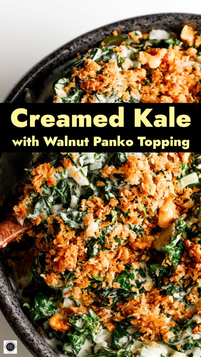 Creamed Kale with walnut panko topping