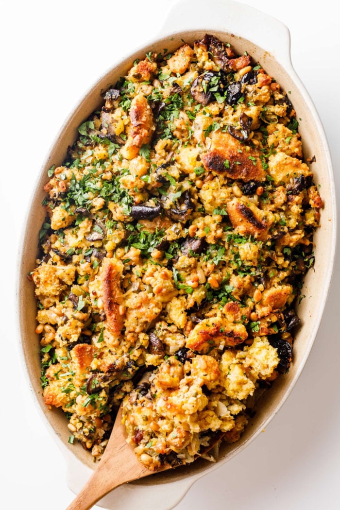 Easy Cornbread Stuffing Recipe with parsley