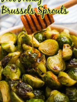 drizzling hot honey on Brussels Sprouts