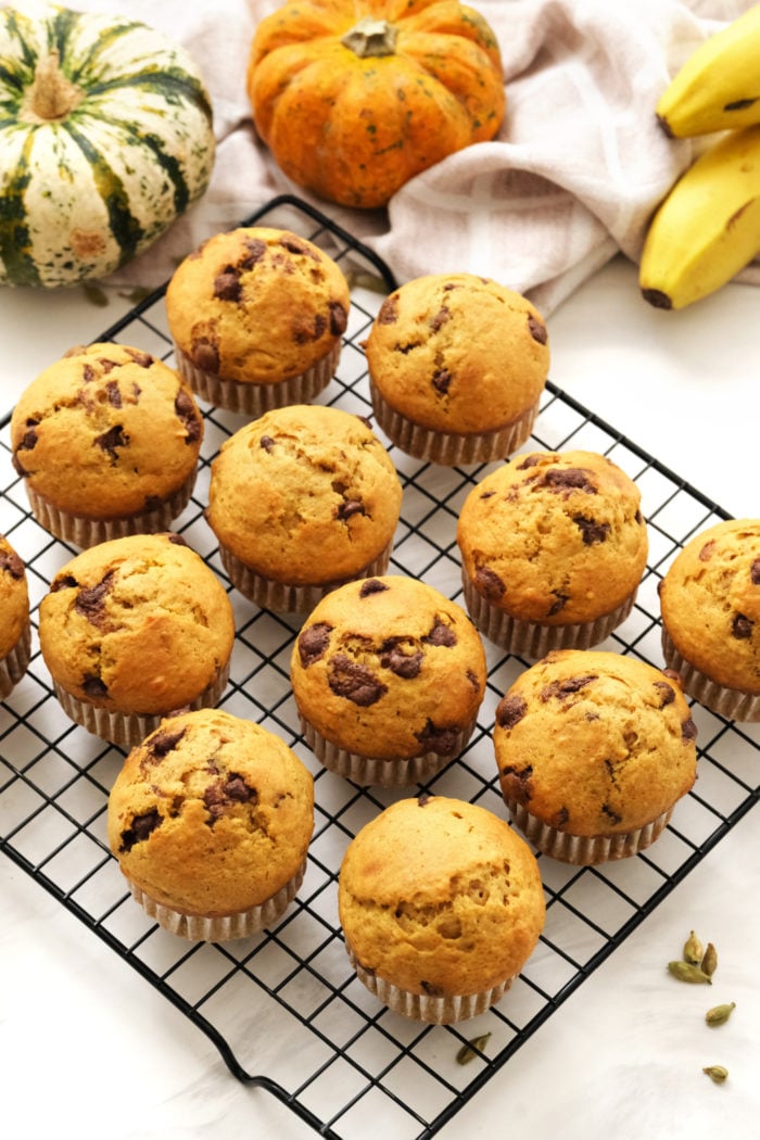 just baked muffins with chips