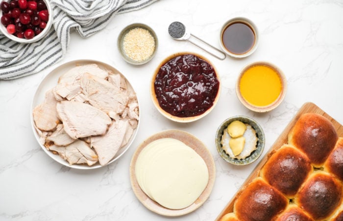 ingredients to make Turkey and Cranberry Sliders