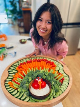 a veggie turkey tray