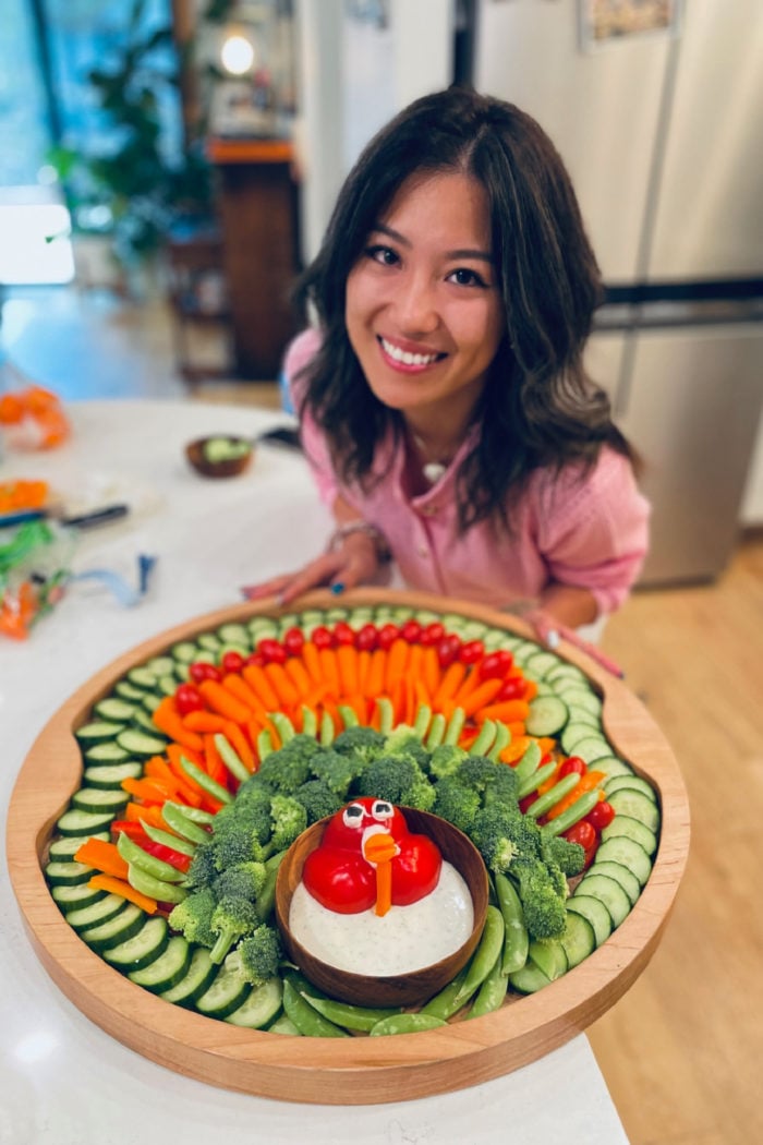 a veggie turkey tray