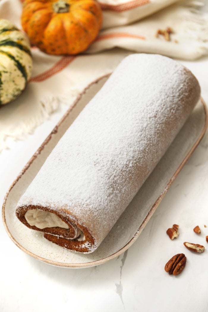 a rolled pumpkin cake