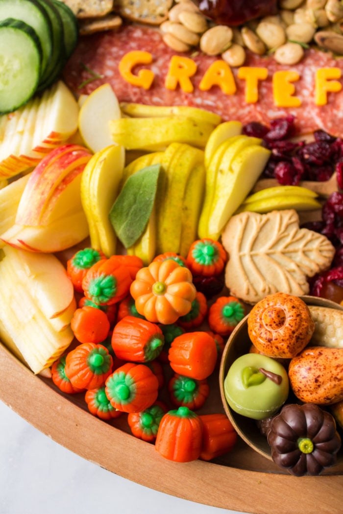 Fall candies on a charcuterie board