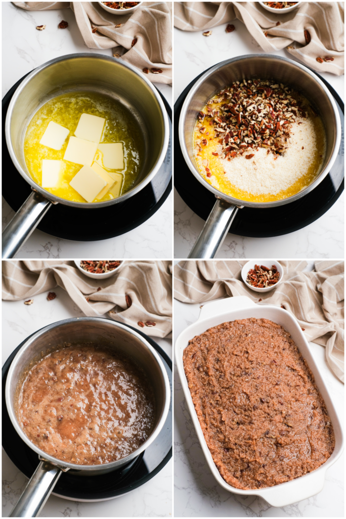 making the coconut cooked frosting for cake