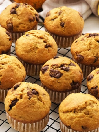 Pumpkin Bread Banana Muffins with cinnamon chips