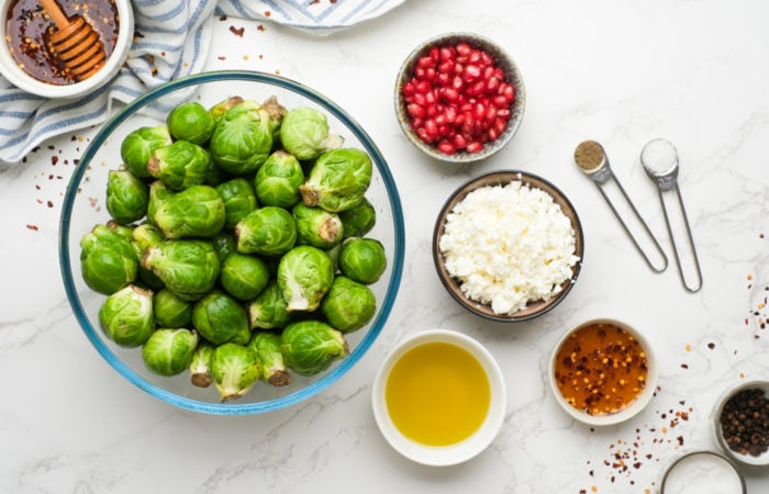 ingredients to make Hot Honey Brussels Sprouts