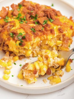 fork bite of Corn Au Gratin