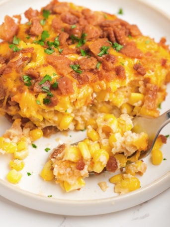 fork bite of Corn Au Gratin