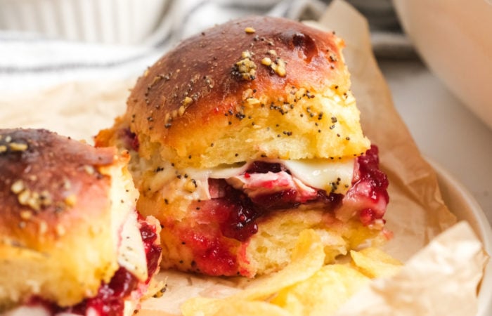 cranberry and turkey cheesy slider