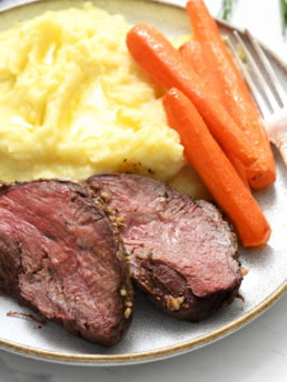 serving of Beef Tenderloin Recipe with potatoes