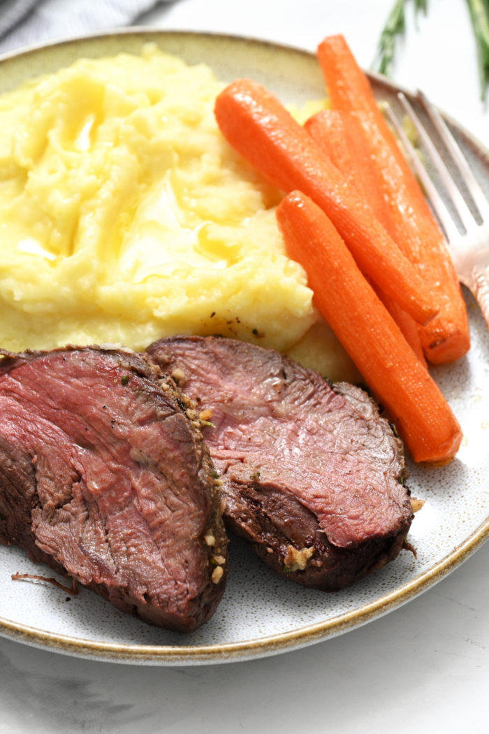 serving of Beef Tenderloin Recipe with potatoes